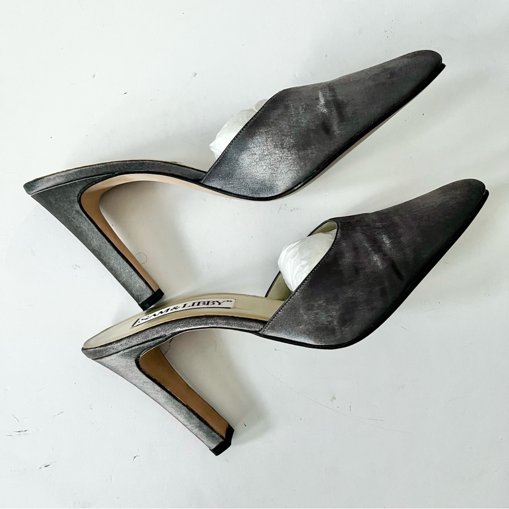 Y2K Sam & Libby Metallic Pewter Heeled Mules
